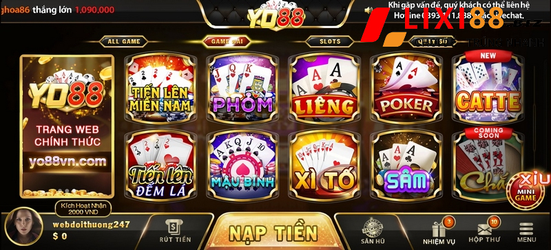 Yo88 - Game bài đổi thưởng xanh chín, nổ thưởng cực chất 5 Game đánh bài đổi thưởng đa dạng, hấp dẫn