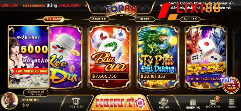 Top88 - Game bài đổi thưởng cực chất của làng game Việt Nam 4 Giao diện thiết kế hiệu ứng 3D cực kỳ độc đáo và đẹp mắt