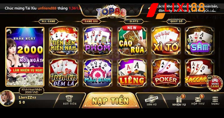 Top88 - Game bài đổi thưởng cực chất của làng game Việt Nam 3 Kho game đồ sộ của trang đổi thưởng Top88 Việt Nam