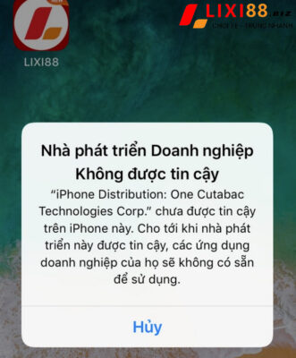 Tải Lixi88 iOS - Hướng dẫn cách tải ứng dụng game bài nhanh chóng 6 xuat-hien-canh-bao-khong-tin-cay-tu-nha-phat-trien