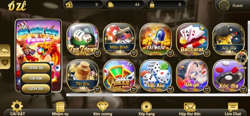 Oze6868 - Mang đến những trải nghiệm khó quên tới game thủ 3 Giao diện game oze6868 sang trọng và ấn tượng