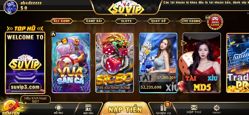 Suvip ৷ suvipx.com - Cổng game bài đổi thưởng uy tín top đầu 3 Giao diện thu hút đến từng điểm nhìn, sắp xếp logic của cổng game Suvip