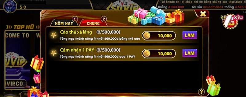 Suvip ৷ suvipx.com - Cổng game bài đổi thưởng uy tín top đầu 4 Làm nhiệm vụ nạp tiền tại Suvip rinh thưởng cực mê